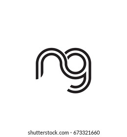 Initial letter ng, linked outline rounded lowercase, monogram black