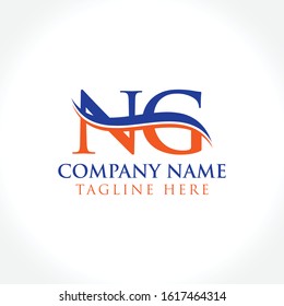 Initial Letter NG Logo Design Vector Template. Orange And Blue NG Letter Logo