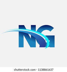 initial letter NG logotype company name colored blue and swoosh design. vector logo for business and company identity.
