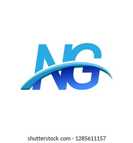 initial letter NG logotype company name colored blue and swoosh design. vector logo for business and company identity.