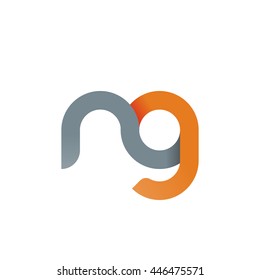 initial letter ng modern linked circle round lowercase logo orange gray