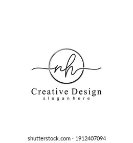 Anfangsbuchstabe NH-Kalligrafie handgeschriebenes Logo. Handgeschriebenes Alphabet in der Logo-Vorlage. Buchstaben und Alphabet für Ihr Logo-Design.