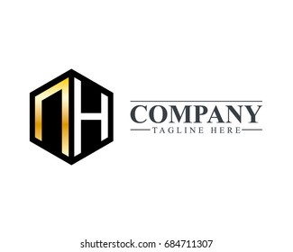 Initial Letter NH Hexagonal Design Logo