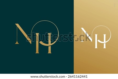 Initial letter NH HN logo design vector illustration for couple, wedding, and business