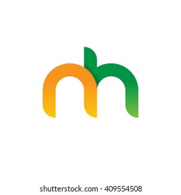 initial letter nh linked round lowercase logo orange green