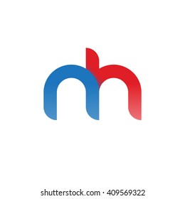 initial letter nh linked round lowercase logo blue red