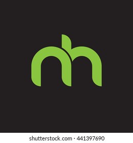 initial letter nh linked round lowercase logo green
