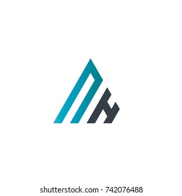Initial Letter NH Linked Triangle Design Logo