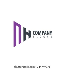 Initial Letter NH Linked Triangle Design Logo