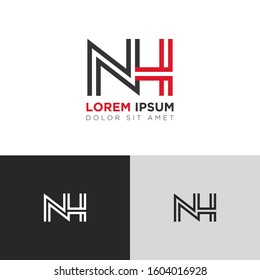Initial Letter NH linked uppercase overlap modern logo design template. Suitable for business, consulting group company