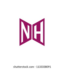 Initial Letter NH Logo Design, Hexagonal Shape in Flat Colored
