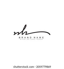 Initial Letter NH Logo - Handwritten Signature Logo