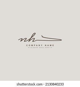 Initial Letter NH Logo - Handwritten Signature Style Logo