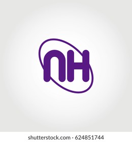 initial letter nh logo purple on white background