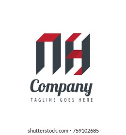 Initial Letter NH Logo With Ribbon Style