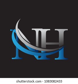 initial letter NH logotype company name colored blue and grey swoosh design. vector logo for business and company identity.