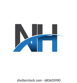 initial letter NH logotype company name colored blue and grey swoosh design. vector logo for business and company identity.
