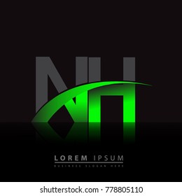 initial letter NH logotype company name colored green and black swoosh design. vector logo for business and company identity.
