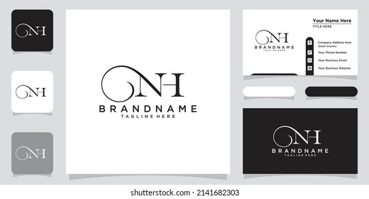 Initial letter NH luxury Logo design Vector with business card design Premium Vector