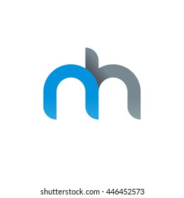 initial letter nh modern linked circle round lowercase logo blue gray