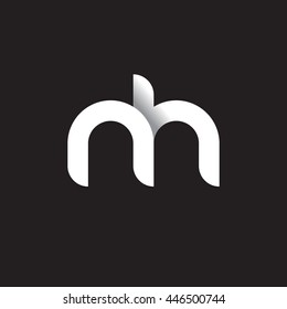 initial letter nh modern linked circle round lowercase logo white black