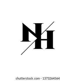 Initial Letter NH Monogram Sliced. Logo template isolated on white background