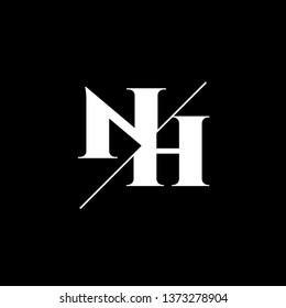 Initial Letter NH Monogram Sliced. Logo template isolated on black background