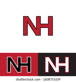 Initial letter nh n h uppercase modern logo design template elements. Red letter with stroke Isolated on white, red, black background. Suitable for business, consulting