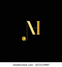 Initial letter nh uppercase modern logo design template elements. Gold letter Isolated on black background. Suitable for business, consulting group company.

