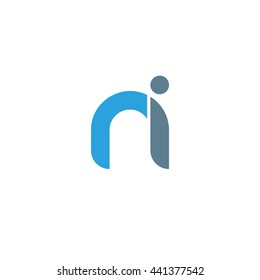initial letter ni linked round lowercase logo blue