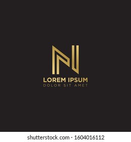 Initial Letter NI linked uppercase overlap modern gold logo vector design template. Suitable for business, consulting group company.