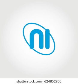 initial letter ni logo blue on white background