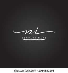 Initial Letter NI Logo - Hand Drawn Signature Logo