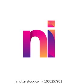 Initial Letter NI Logo Lowercase, magenta and orange, Modern and Simple Logo Design.