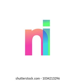 Initial Letter NI Lowercase Logo green, pink and Blue, Modern and Simple Logo Design.