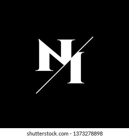 Initial Letter NI Monogram Sliced. Logo template isolated on black background