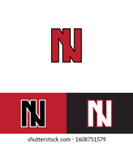Initial letter ni n i uppercase modern logo design template elements. Red letter with stroke Isolated on white, red, black background. Suitable for business, consulting