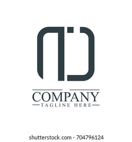 Initial Letter NI NJ Linked Box Design Logo