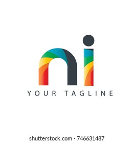 Initial Letter NI Rounded Design Logo