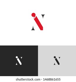 Initial Letter ni uppercase modern logo design template elements. red letter Isolated on black white grey background. Suitable for business, consulting group company.