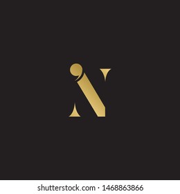 Initial letter ni uppercase modern logo design template elements. Gold letter Isolated on black  background. Suitable for business, consulting group company.