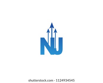 Initial Letter NJ Arrow Chart Finance Business