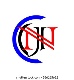 initial letter NJ black and red color logo vector