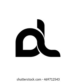 Initial Letter NJ DL Linked Circle Lowercase Logo Black