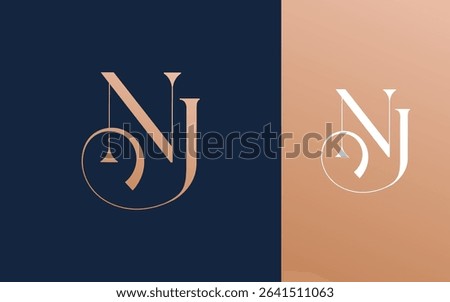 Initial letter NJ JN logo design vector illustration for couple, wedding, and business
