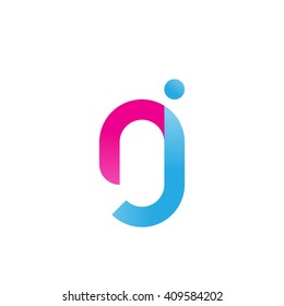 initial letter nj linked round lowercase logo pink blue purple