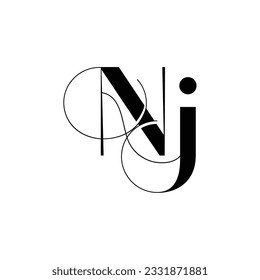 Letra inicial Diseño del logotipo Nj símbolo creativo moderno monograma
