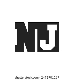 Letra inicial NJ Logo Design Plantilla. Logotipo de NJ
