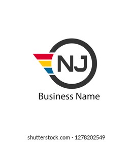 Initial Letter NJ Logo Template Design