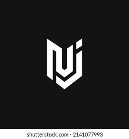 Diseño de la plantilla del logotipo de NJ de letras iniciales
